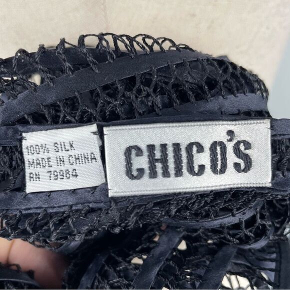 Chicos Black Silk Scarf EUC - Picture 7 of 7
